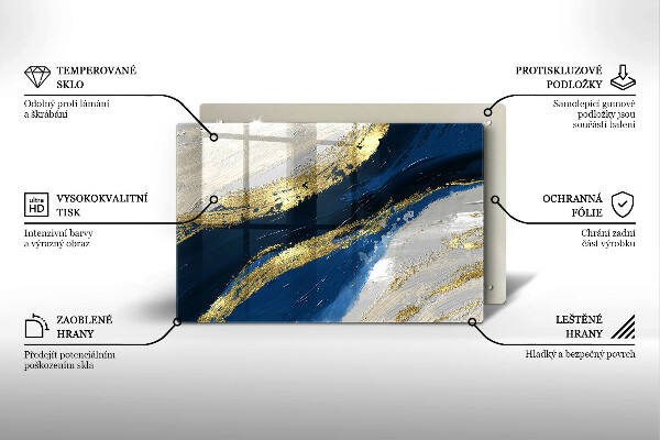 Protetor em vidro para fogão Textura com ouro