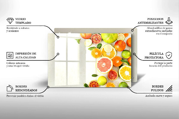 Protetor de fogão de vidro Frutas cítricas