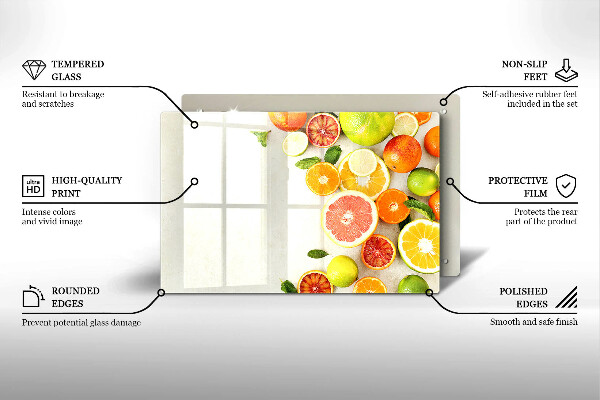 Protetor de fogão de vidro Frutas cítricas