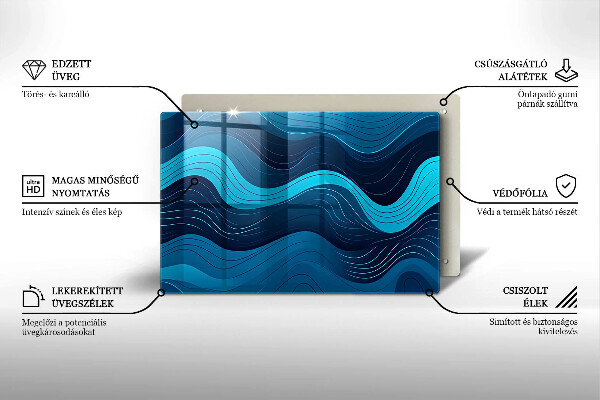 Protetor de fogão de vidro Ondas abstratas