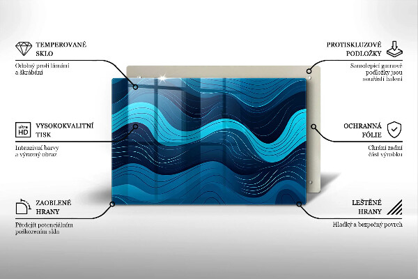 Protetor de fogão de vidro Ondas abstratas