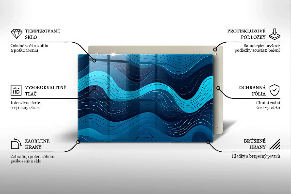 Protetor de fogão de vidro Ondas abstratas