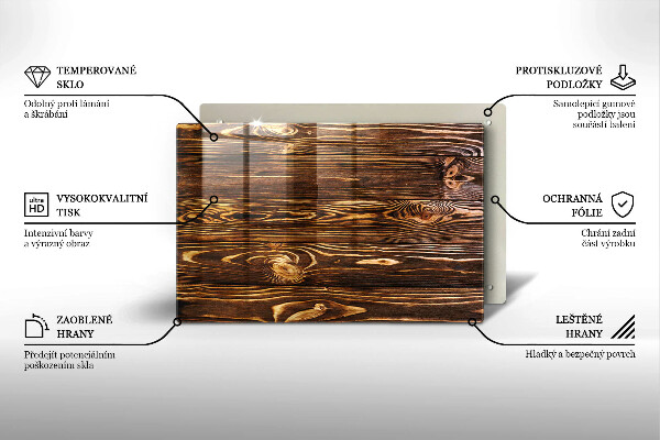Protetor em vidro para fogão Textura de madeira