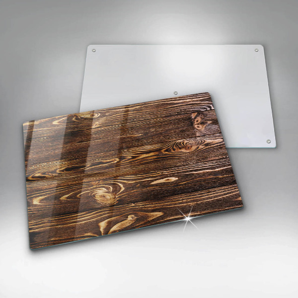 Protetor em vidro para fogão Textura de madeira