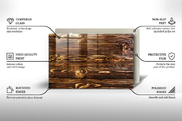 Protetor em vidro para fogão Textura de madeira