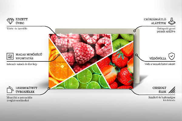 Protetor de fogão de vidro Frutas coloridas