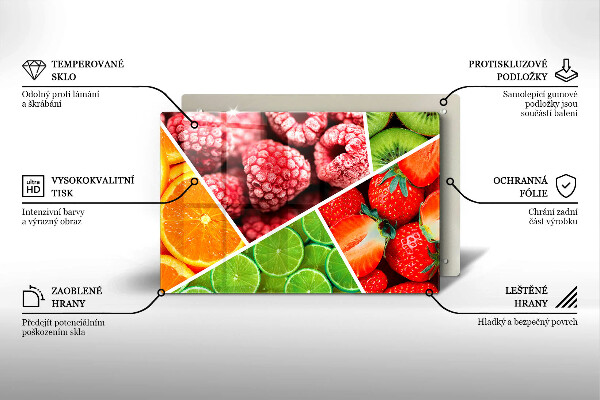 Protetor de fogão de vidro Frutas coloridas