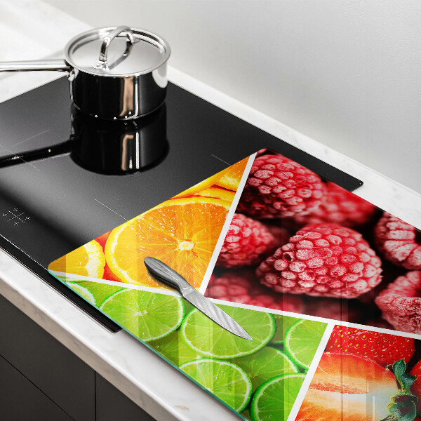 Protetor de fogão de vidro Frutas coloridas