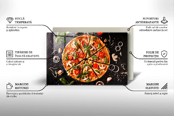 Protetor em vidro para fogão Pizza com cogumelos