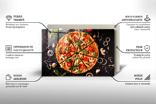 Protetor em vidro para fogão Pizza com cogumelos