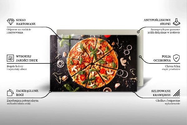 Protetor em vidro para fogão Pizza com cogumelos