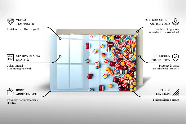 Protetor de fogão de vidro Doces coloridos