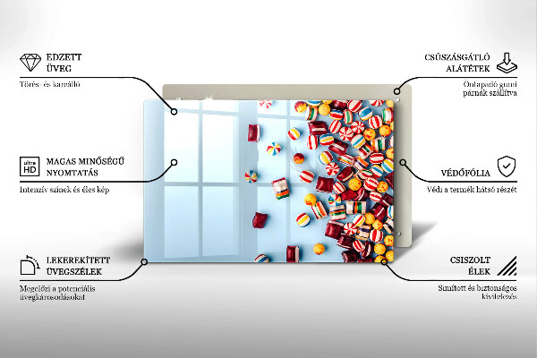 Protetor de fogão de vidro Doces coloridos