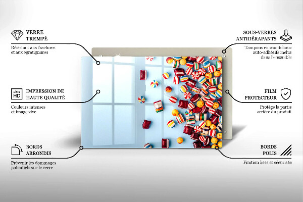 Protetor de fogão de vidro Doces coloridos