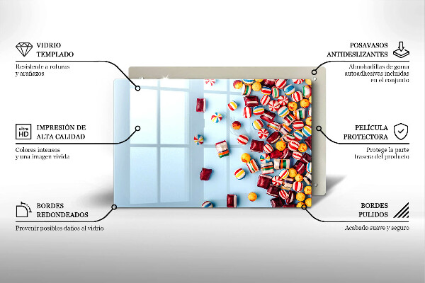 Protetor de fogão de vidro Doces coloridos