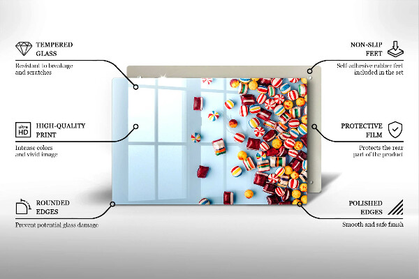Protetor de fogão de vidro Doces coloridos