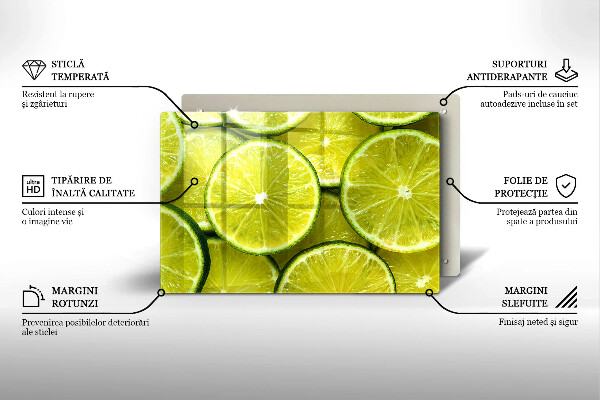 Protetor em vidro para fogão Fatias de limão