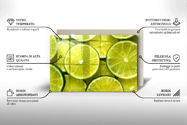 Protetor em vidro para fogão Fatias de limão