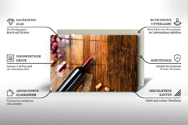 Protetor em vidro para fogão Uma garrafa de vinho tinto