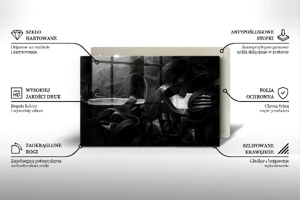 Protetor em vidro para fogão Massa Tagliatelle preta