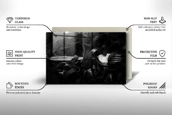 Protetor em vidro para fogão Massa Tagliatelle preta