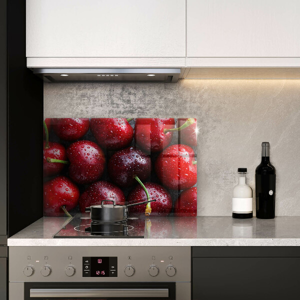 Protetor de fogão de vidro Close-up de cerejas