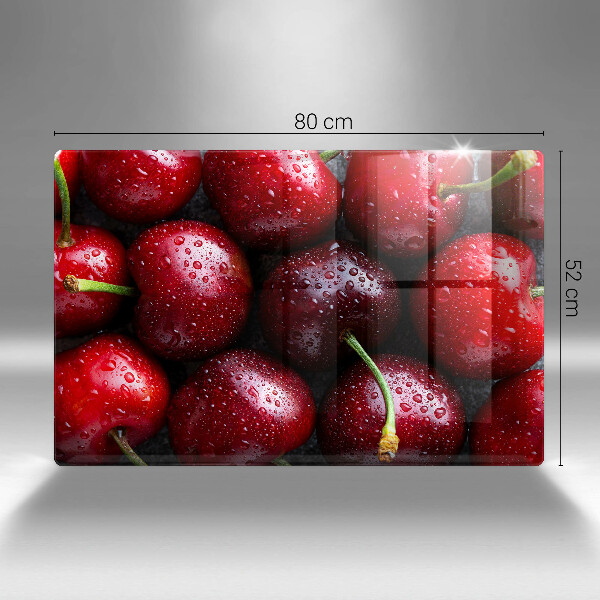 Protetor de fogão de vidro Close-up de cerejas