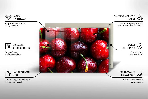 Protetor de fogão de vidro Close-up de cerejas