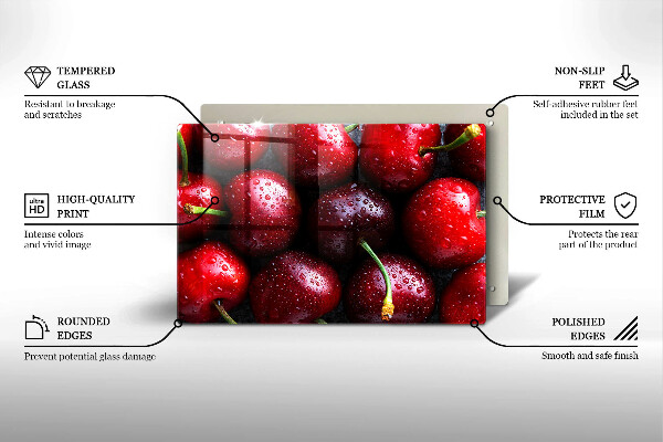 Protetor de fogão de vidro Close-up de cerejas