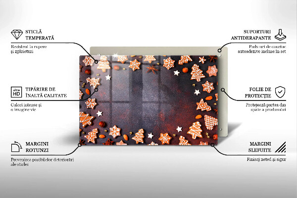 Protetor para fogão de vidro Biscoitos de gengibre de Natal