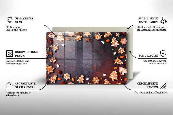 Protetor para fogão de vidro Biscoitos de gengibre de Natal