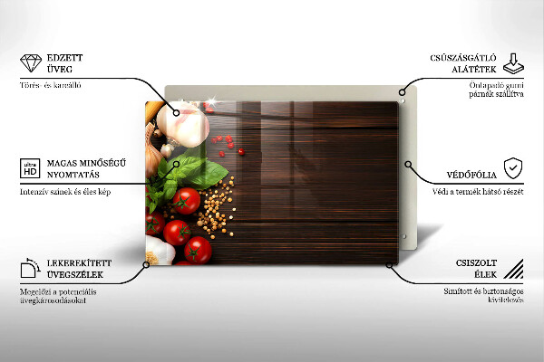 Protetor em vidro para fogão Vegetais na mesa