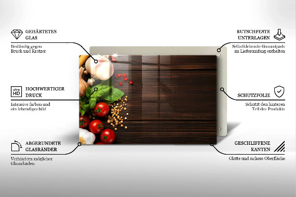 Protetor em vidro para fogão Vegetais na mesa