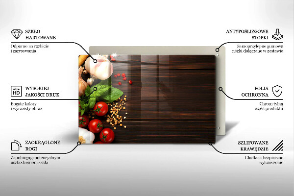 Protetor em vidro para fogão Vegetais na mesa