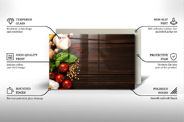 Protetor em vidro para fogão Vegetais na mesa
