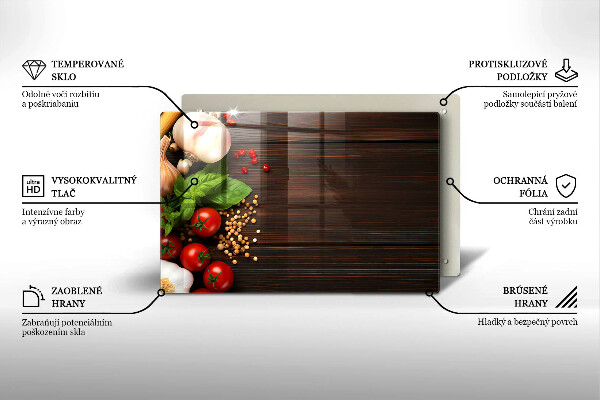 Protetor em vidro para fogão Vegetais na mesa