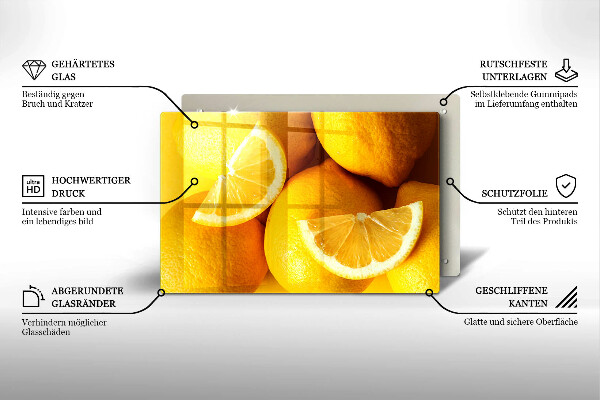 Protetor de fogão de vidro Limões suculentos