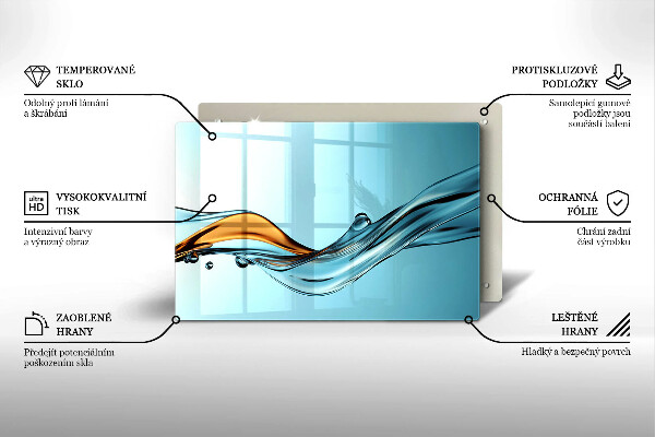 Protetor de fogão de vidro Água sobre fundo azul