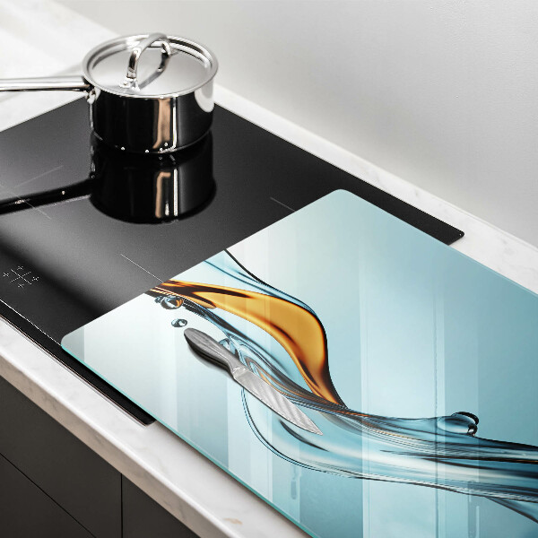 Protetor de fogão de vidro Água sobre fundo azul