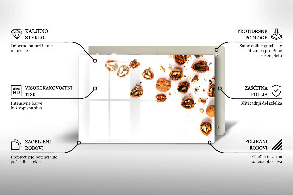Protetor para fogão de vidro Nozes em fundo branco