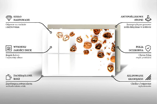 Protetor para fogão de vidro Nozes em fundo branco
