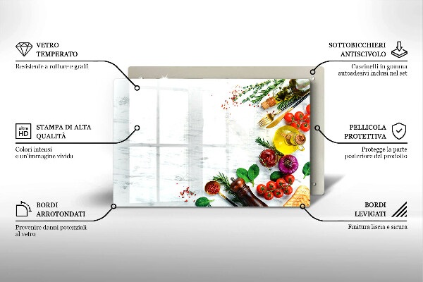 Protetor em vidro para fogão Vegetais e especiarias