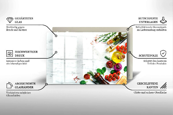 Protetor em vidro para fogão Vegetais e especiarias