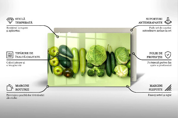 Protetor de fogão de vidro Frutas e vegetais verdes