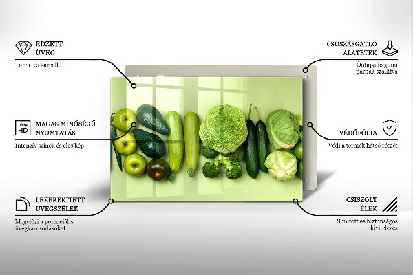 Protetor de fogão de vidro Frutas e vegetais verdes