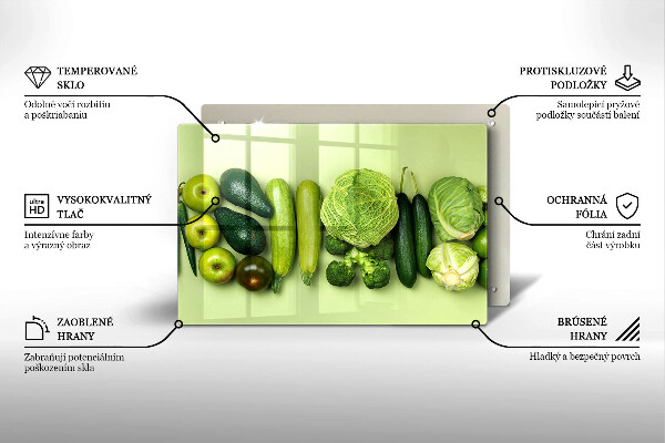 Protetor de fogão de vidro Frutas e vegetais verdes