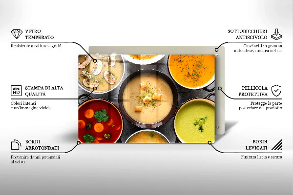 Protetor para fogão de vidro Sopas coloridas