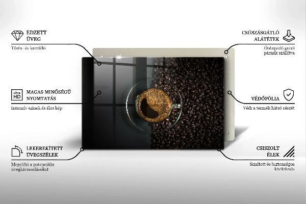 Protetor de fogão de vidro Café e feijão