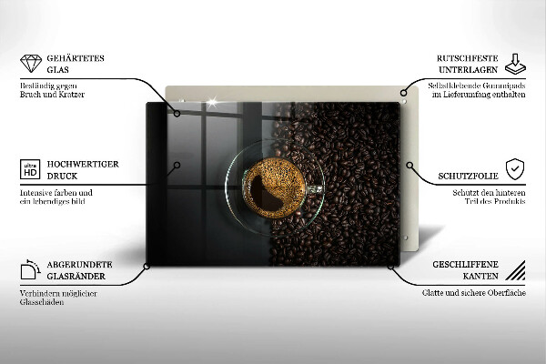 Protetor de fogão de vidro Café e feijão