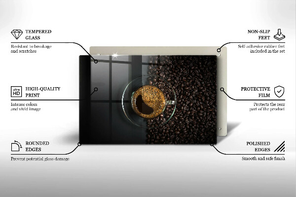 Protetor de fogão de vidro Café e feijão